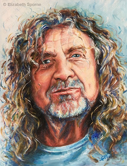 Portrait of Robert Plant (Music Icons series), by Elizabeth Sporne, oil on canvas 18x24in