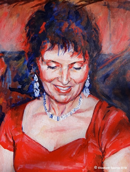 Portrait by Elizabeth Sporne, acrylic on 16x20in canvas